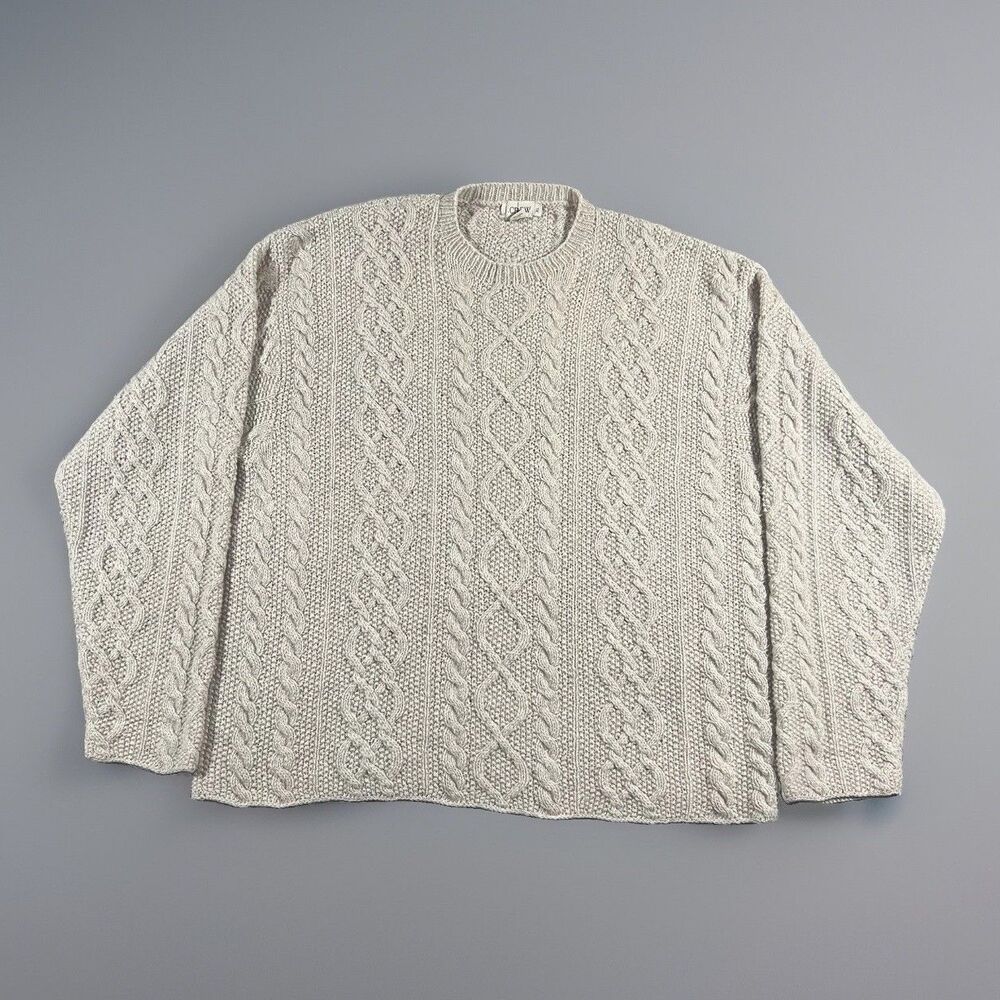 J.Crew Oarsman Vintage Men’s Cable Knit Sweater Fisherman Size XL 100% Wool
